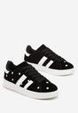 Czarne Sneakersy Ozdobione Haftowanymi Kwiatami i Paskami Malirelle