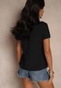 Czarny Bawełniany T-shirt Typu Polo Arsenllia