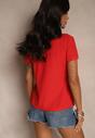 Czerwony Bawełniany T-shirt Typu Polo Arsenllia