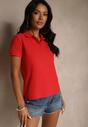 Czerwony Bawełniany T-shirt Typu Polo Arsenllia