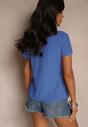 Niebieski Bawełniany T-shirt Typu Polo Arsenllia