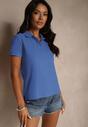 Niebieski Bawełniany T-shirt Typu Polo Arsenllia
