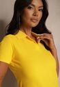 Żółty Bawełniany T-shirt Typu Polo Arsenllia