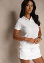 Biały Bawełniany T-shirt Typu Polo Arsenllia