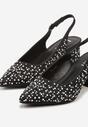 Czarne Sandały na Słupku Slingback Ozdobione Cyrkoniami Melanetta