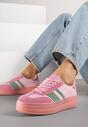Różowe Sneakersy w Stylu Tenisówek z Geometrycznym Wzorem Melundea