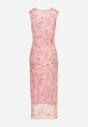 Różowa Sukienka Typu Bodycon w Kwiatowy Wzór Melavela