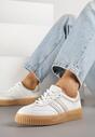 Białe Zamszowe Sneakersy w Stylu Kultowych Tenisówek ze Skórzaną Wkładką i Wzorem w Panterkę Tenannia