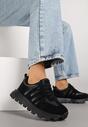 Czarne Sneakersy ze Skóry Naturalnej Ozdobione Geometrycznym Wzorem Melassea