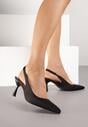 Czarne Sandały na Szpilce Typu Slingback Melovelle