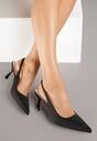 Czarne Sandały na Szpilce Typu Slingback Melovelle
