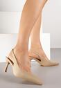 Beżowe Sandały na Szpilce Typu Slingback Melovelle