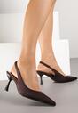 Brązowe Sandały na Szpilce Typu Slingback Melovelle