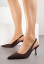 Brązowe Sandały na Szpilce Typu Slingback Melovelle