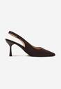 Brązowe Sandały na Szpilce Typu Slingback Melovelle