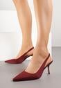 Bordowe Sandały na Szpilce Typu Slingback Melovelle