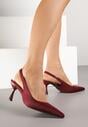 Bordowe Sandały na Szpilce Typu Slingback Melovelle