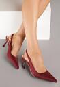 Bordowe Sandały na Szpilce Typu Slingback Melovelle