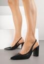 Czarne Sandały na Słupku Slingback Halatia