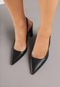 Czarne Sandały na Słupku Slingback Halatia