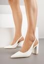 Białe Sandały na Słupku Slingback Halatia