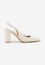 Białe Sandały na Słupku Slingback Halatia