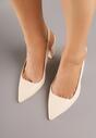 Beżowe Sandały na Słupku Slingback Halatia