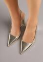 Złote Sandały na Słupku Slingback Halatia