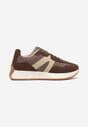 Brązowe Sneakersy na Płaskiej Podeszwie z Geometryczną Wstawką w Panterkę Sewla