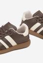 Brązowe Casualowe Sneakersy na Płaskiej Podeszwie z Paskami Jereria