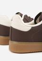 Brązowe Casualowe Sneakersy na Płaskiej Podeszwie z Paskami Jereria