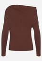 Brązowa Bluzka Longsleeve Vices z Asymetrycznym Dekoltem Fertie