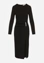 Czarna Sukienka Koktajlowa Vices Ozdobiona Perełkami i Marszczeniem Odarre