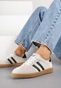 Beżowe Sneakersy Tenisówki Ozdobione Paskami Halianea
