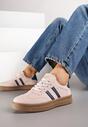 Różowe Sneakersy Sportowe z Ozdobnymi Paskami i Przeszyciami Wenilan