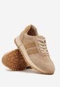 Beżowe Sneakersy ze Skóry Naturalnej z Paskami Kiarre