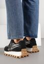 Czarne Sneakersy Ozdobione Geometrycznym Motywem Annerie