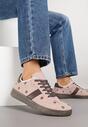 Różowe Sneakersy Tenisówki Ozdobione Kwiatkami Zummine