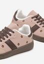 Różowe Sneakersy Tenisówki Ozdobione Kwiatkami Zummine