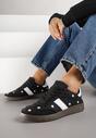 Czarne Sneakersy Tenisówki Ozdobione Kwiatkami Zummine