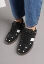 Czarne Sneakersy Tenisówki Ozdobione Kwiatkami Zummine