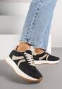 Czarne Sneakersy z Geometrycznym Wzorem Velwettia