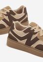 Brązowe Sneakersy Ozdobione Geometrycznym Motywem Benike