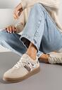 Beżowe Sneakersy Ozdobione Geometrycznym Motywem Benike