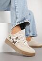 Beżowe Sneakersy Ozdobione Geometrycznym Motywem Benike