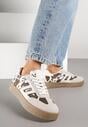 Beżowo-Brązowe Sneakersy Ozdobione Geometrycznym Motywem Lanelise