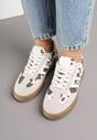 Beżowo-Brązowe Sneakersy Ozdobione Geometrycznym Motywem Lanelise