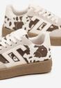 Beżowo-Brązowe Sneakersy Ozdobione Geometrycznym Motywem Lanelise