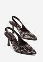 Brązowe Szpilki Slingback Ozdobione Cyrkoniami Benikke