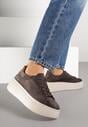 Ciemnobrązowe Sneakersy z Naturalnego Zamszu na Platformie Nalirette